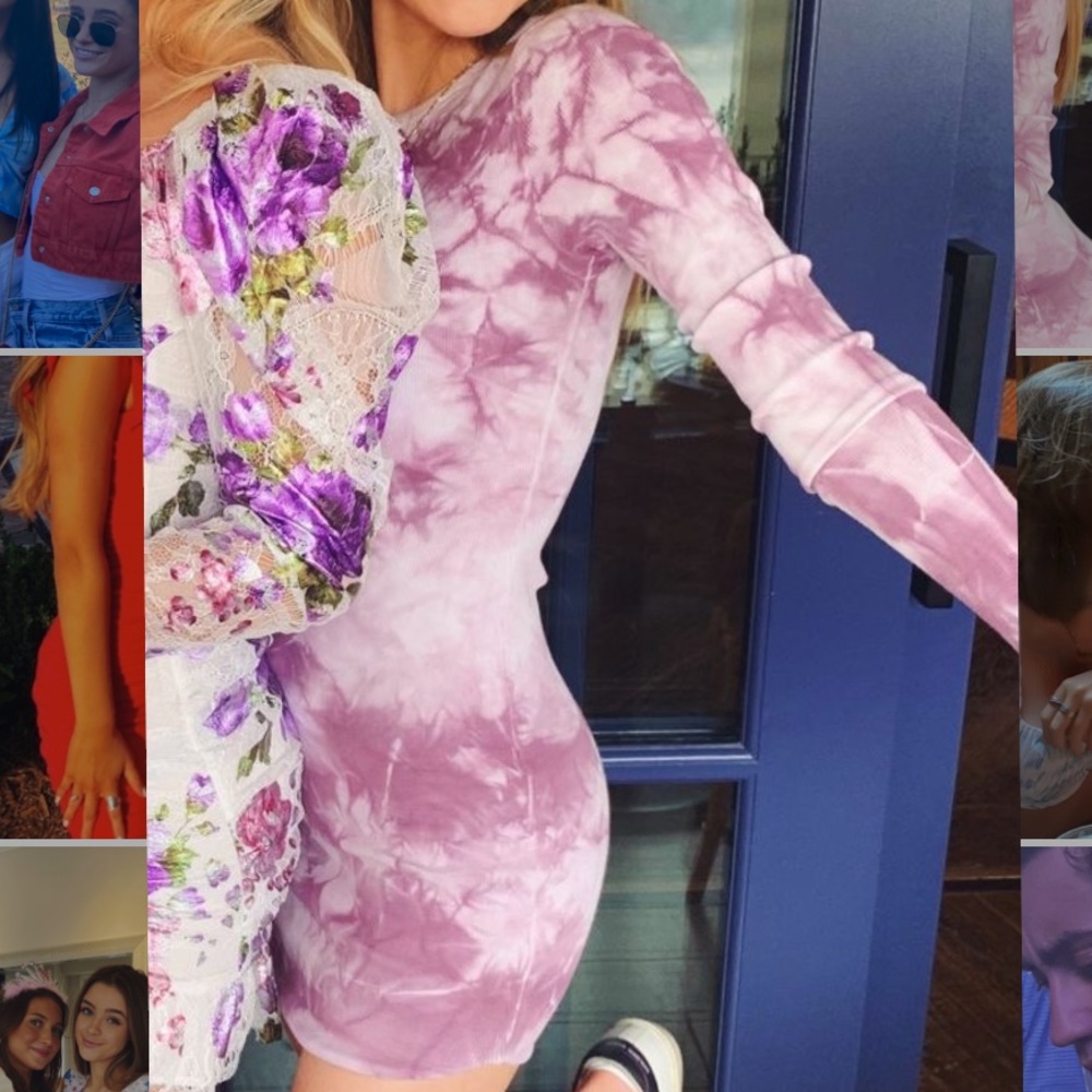 Purple tie dye long sleeve bodycon dress💜
Size S